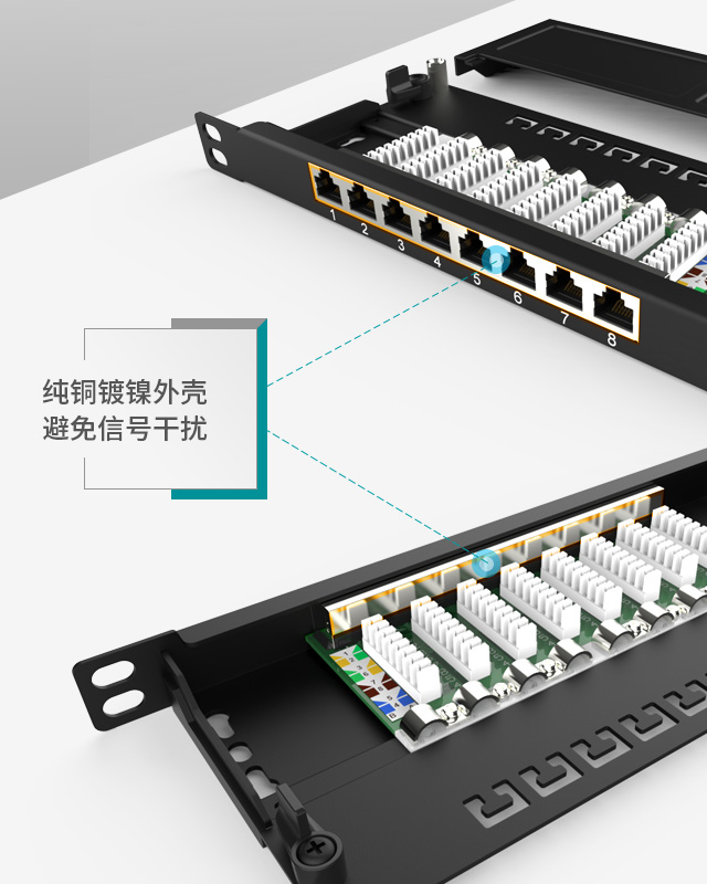 0.5U8口-防尘网络配线架