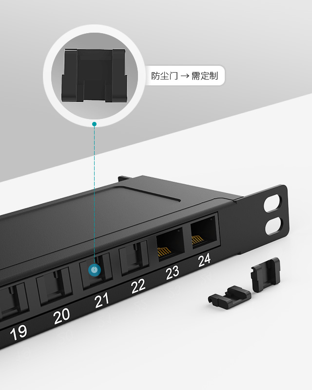 0.5U24口-屏蔽防尘网络配线架