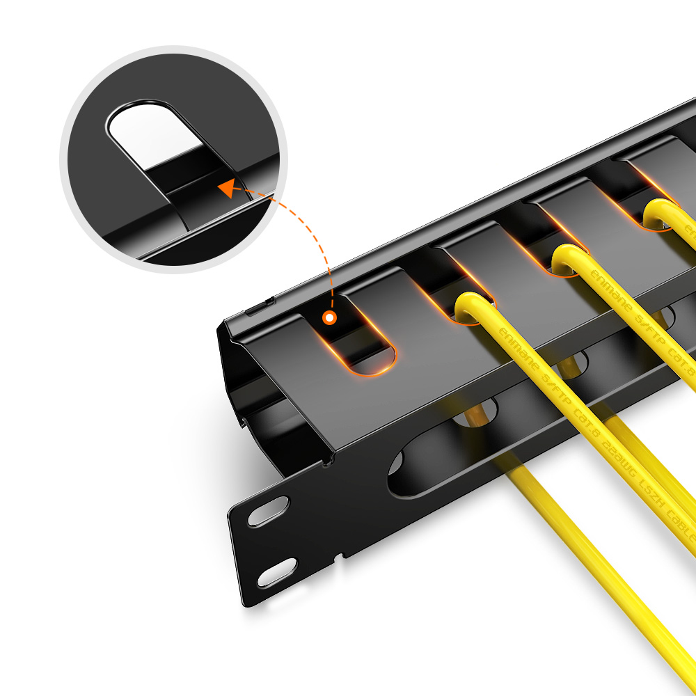 1U 24 Port Metal Cable Management Rack
