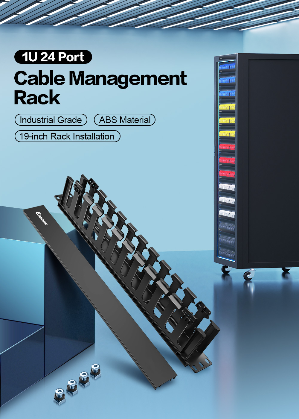 1U 24 Port-Plastic Cable Management Rack