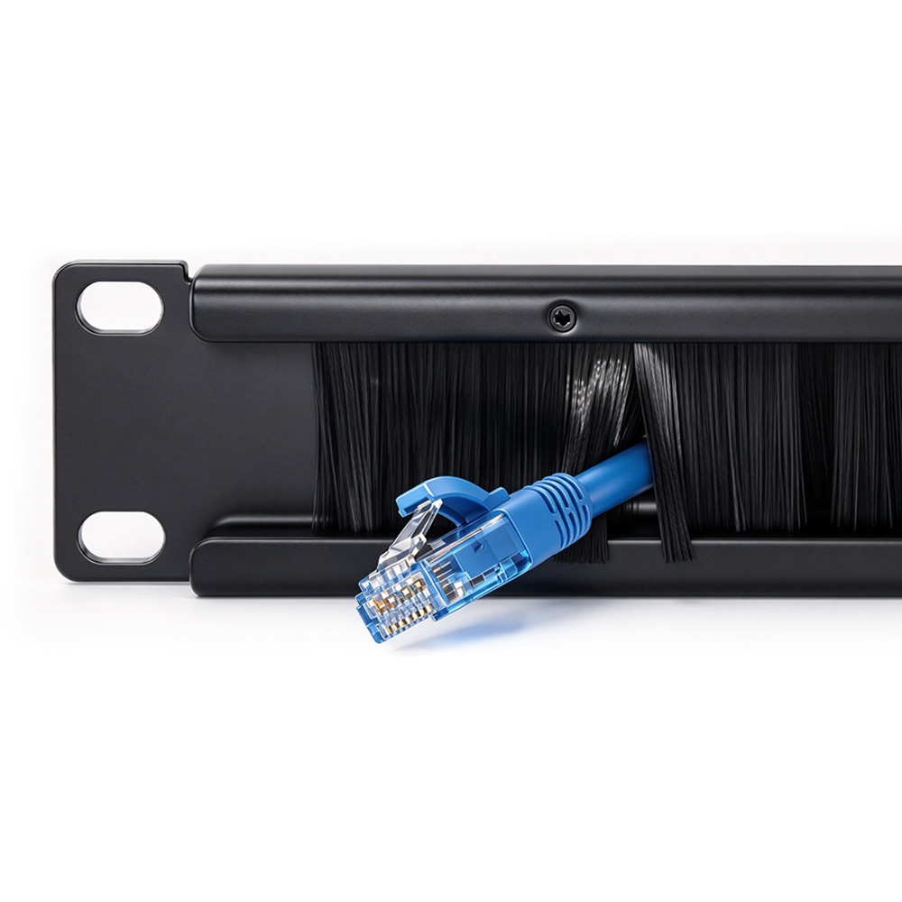 1U 19-inch Rack Mount Brush Cable Entry Panel