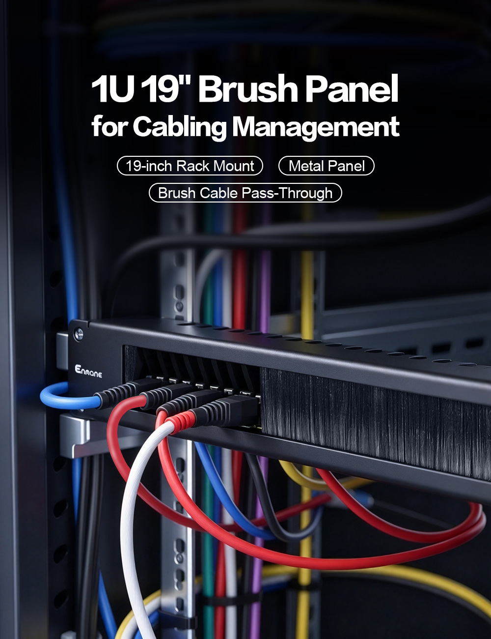 1U Brush Cable Management Rack