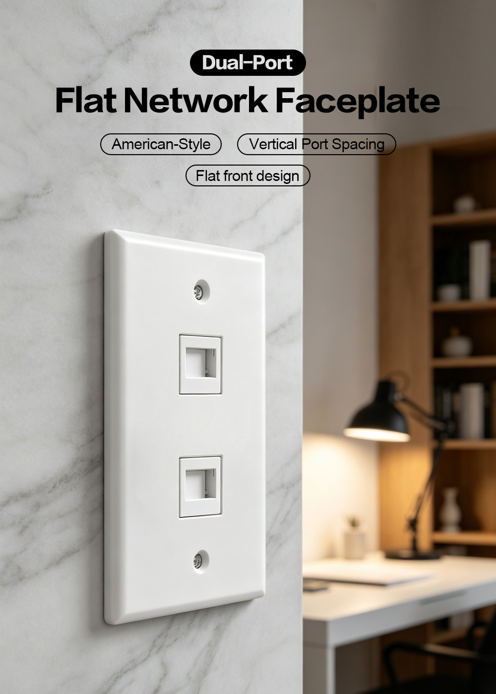 American-Style Dual-Port Flat Network Faceplate