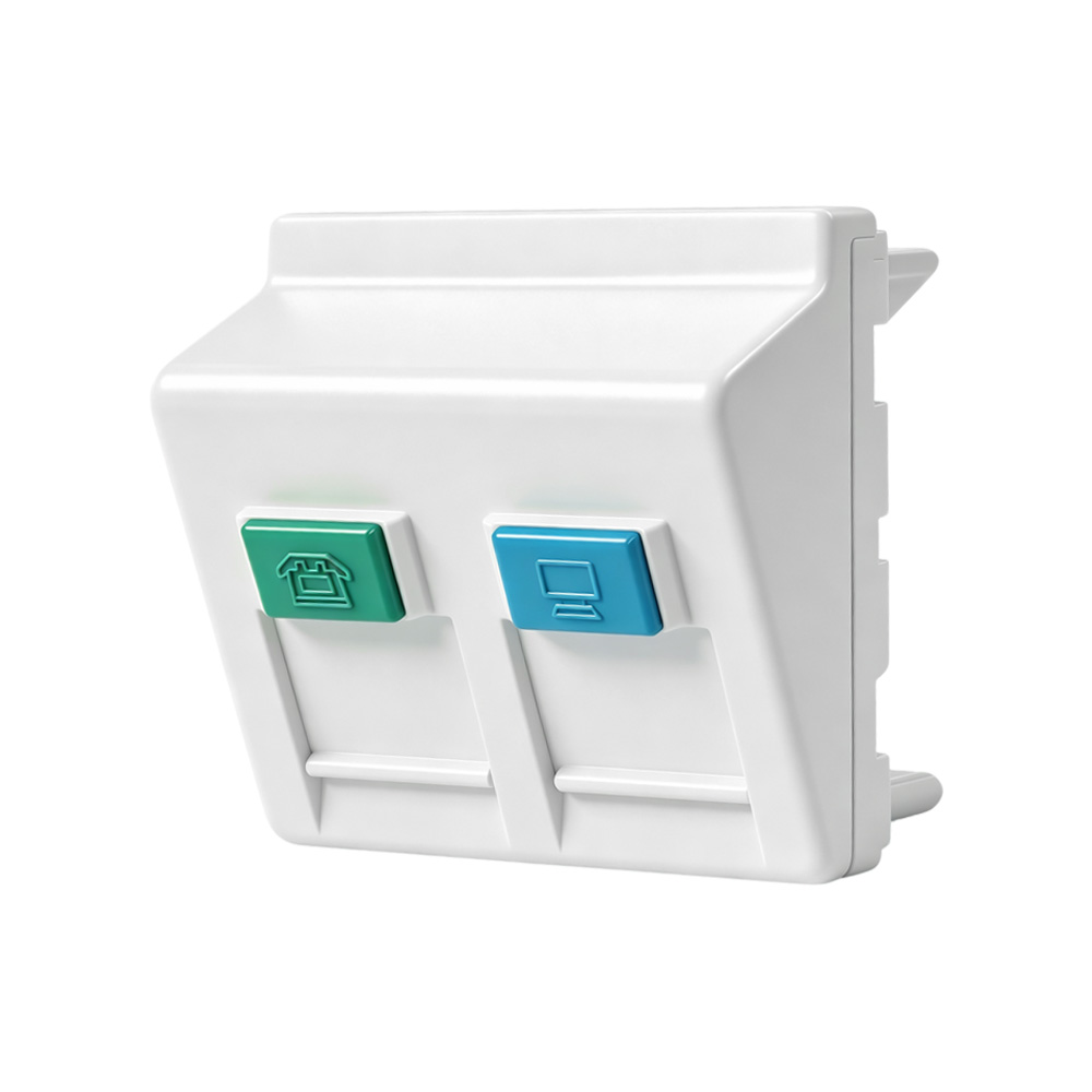 45×45mm Dual-Port Angled Modular Data Insert