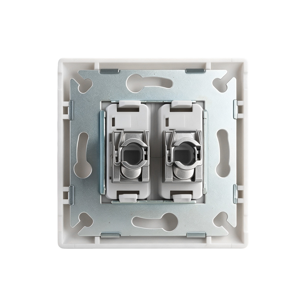 French-Style 80×80Dual-Port Shuttered Faceplate