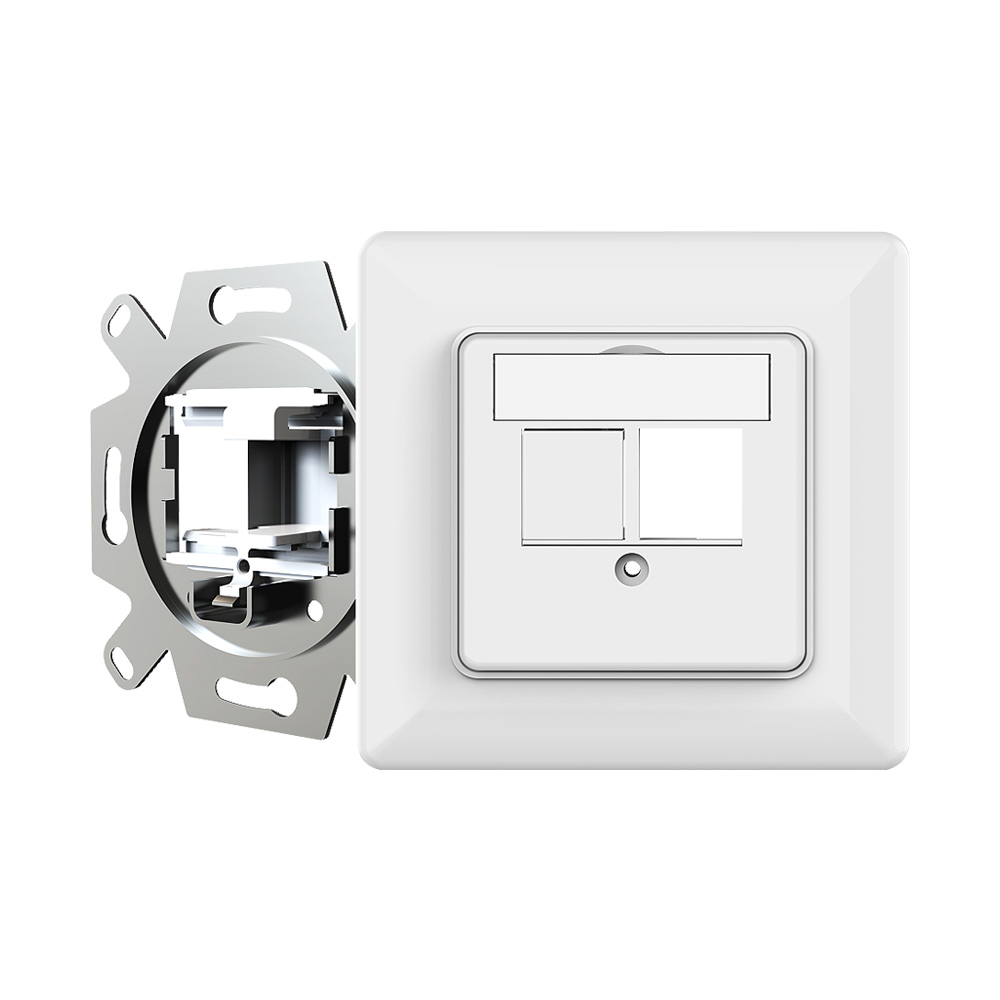 Dust-Proof 80 Type Dual Port Universal Keystone Faceplate