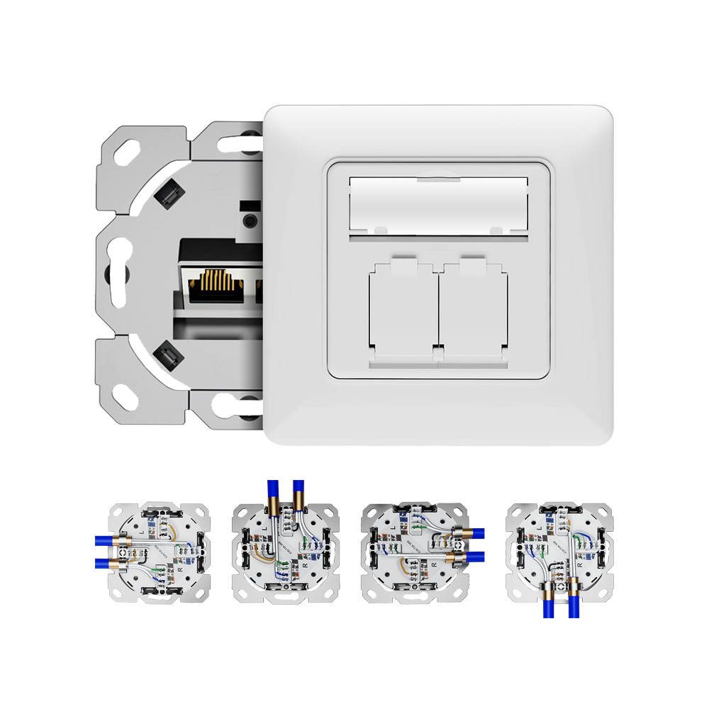 Dust-Proof 80 Type Dual-Port Shielded Network Faceplate