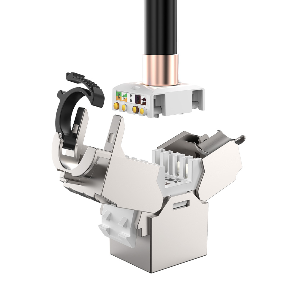 Ultra-Short Shielded Toolless RJ45 Keystone Jack