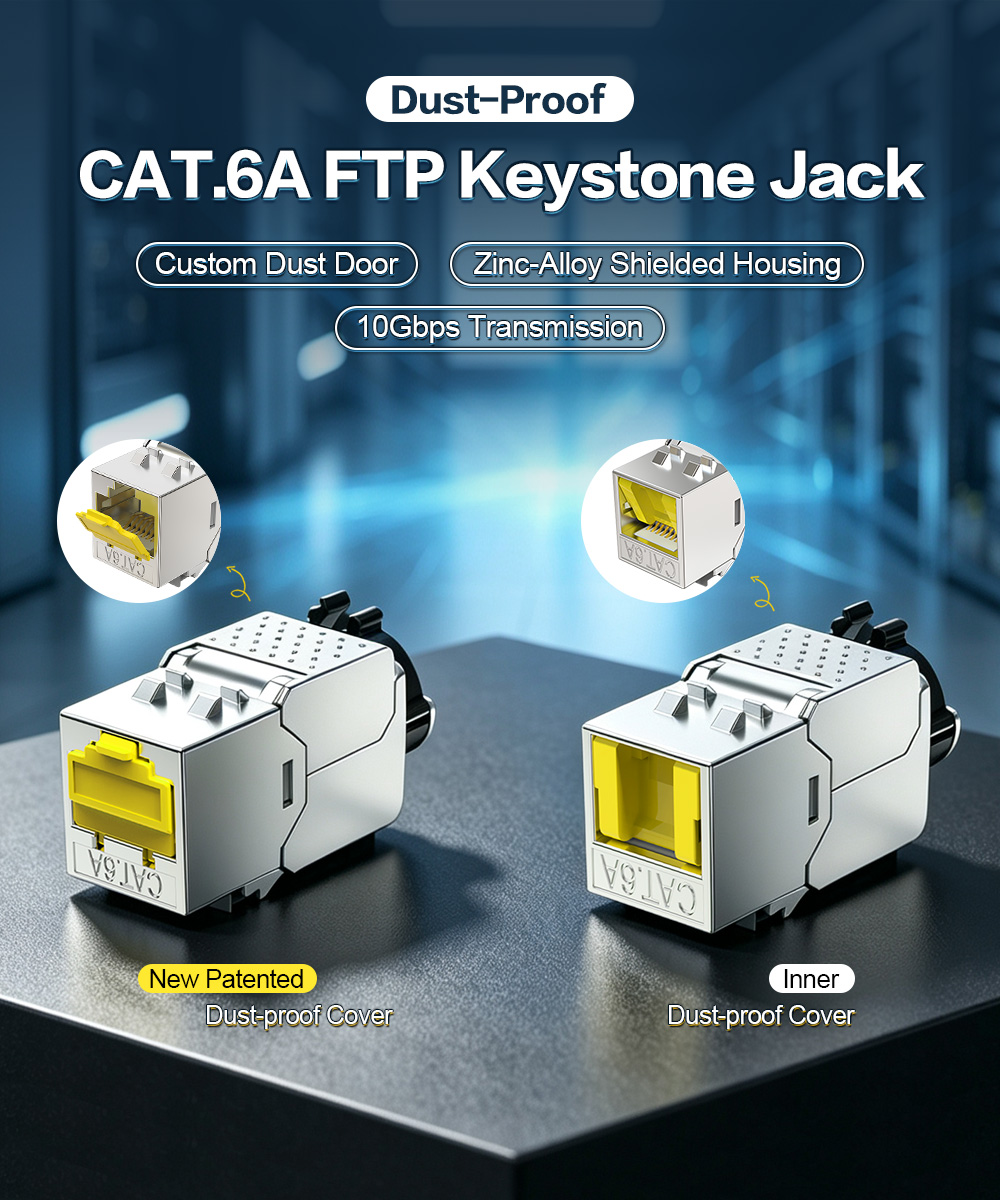 Colour-Coded Dust-Proof Cat.6A FTP Keystone Jack