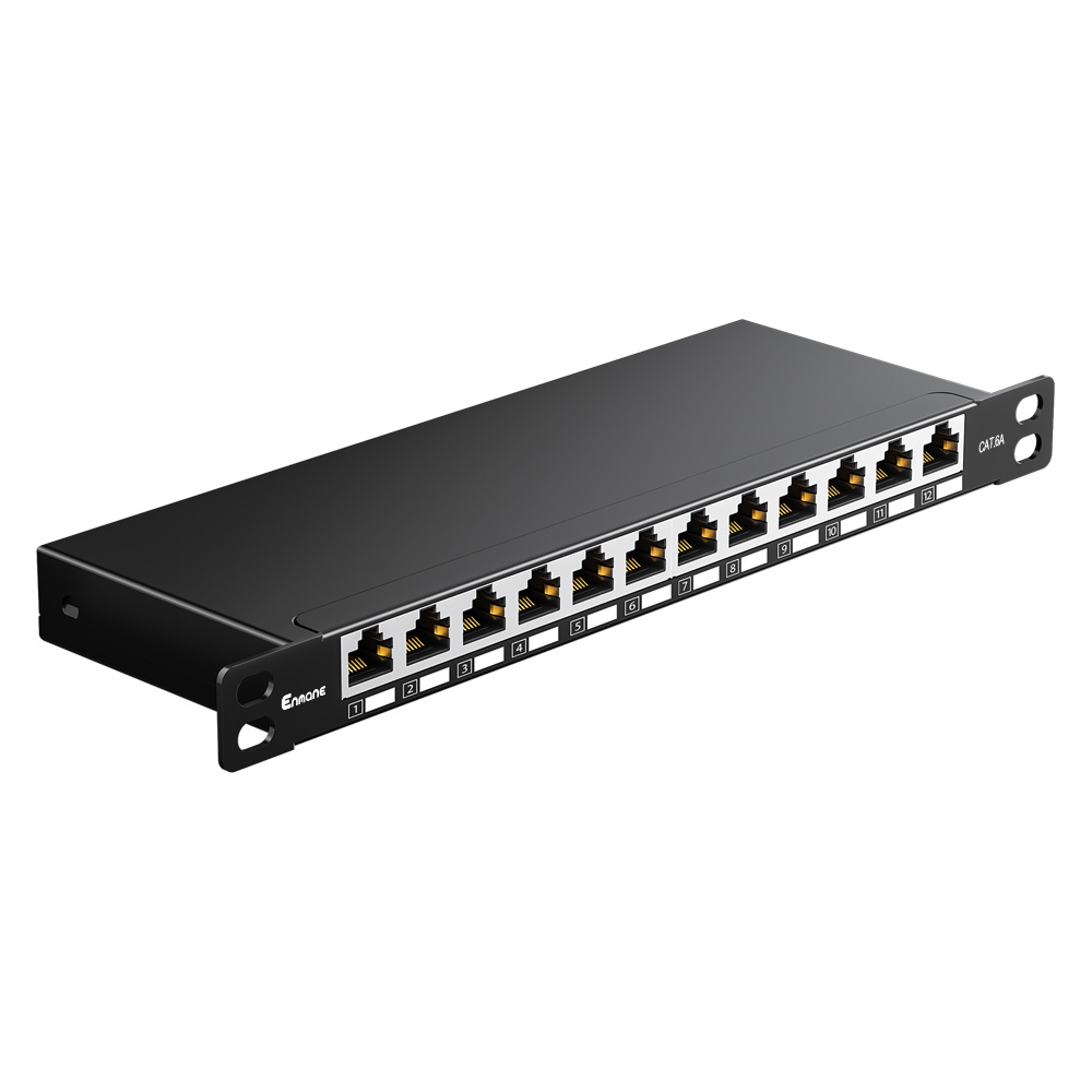 10-Inch 0.5U 12 Port Cat.6A Shielded Patch Panel