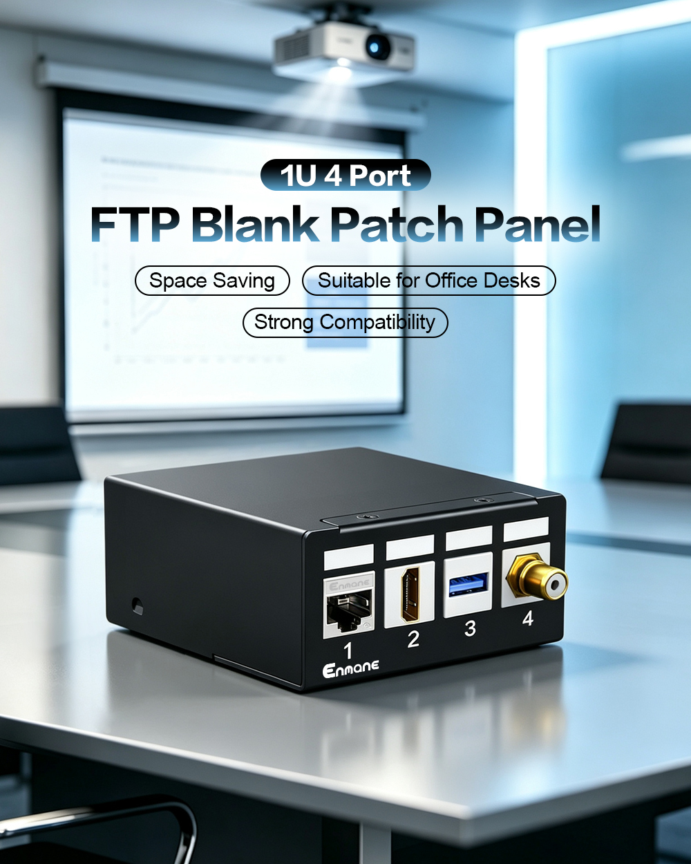 1U 4 Port-FTP Blank Patch Panel