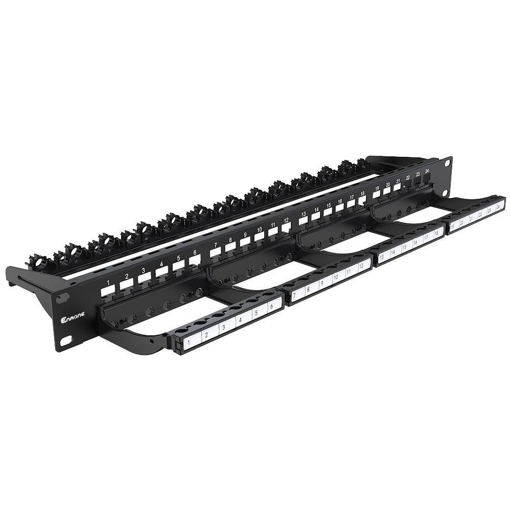 1U 24 Port FTP Blank Patch Panel with Removable Folding Bracket