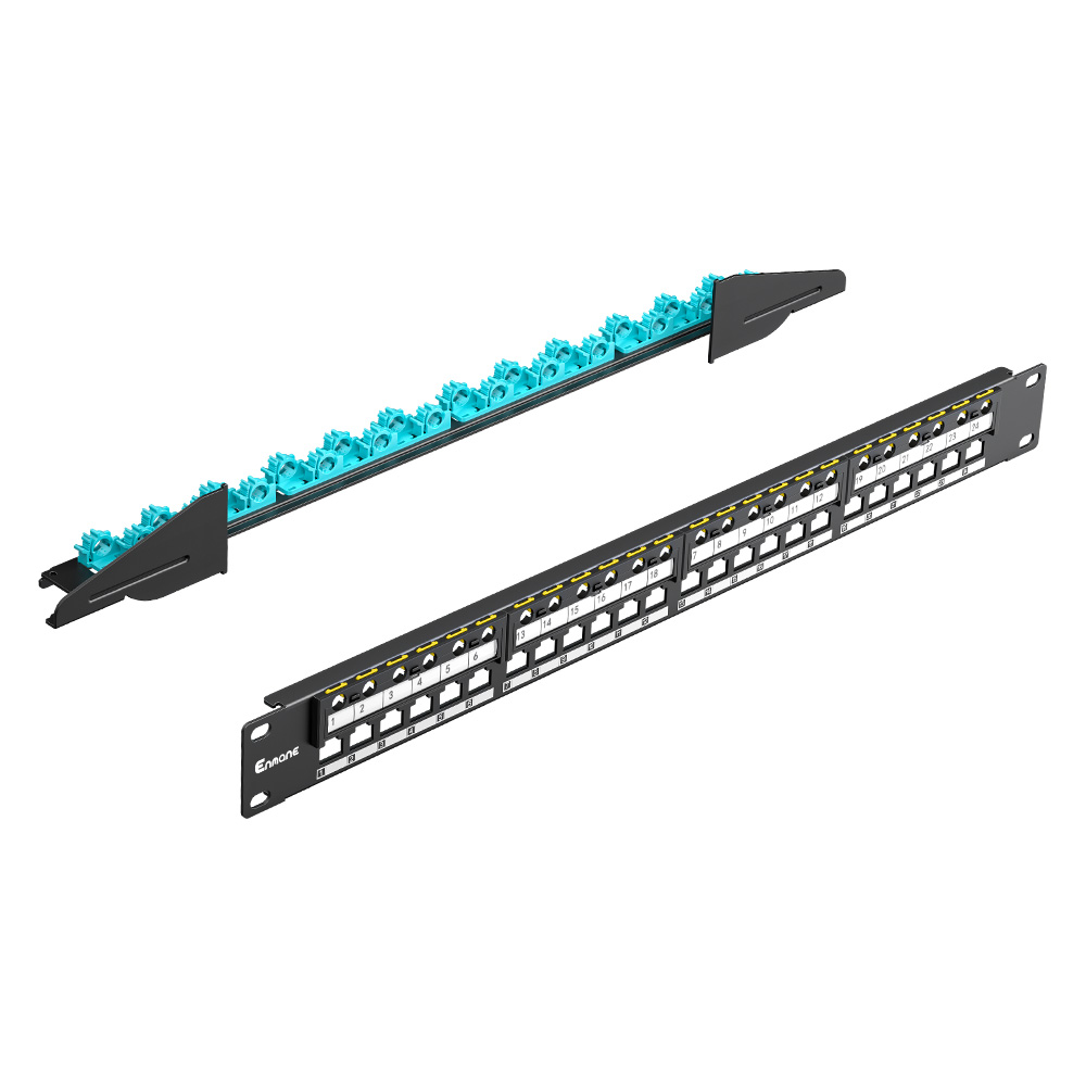 1U 24 Port FTP Blank Patch Panel with Folding Cable Support