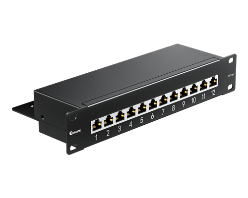 1U 12 Port-CAT.6A Shielded Patch Panel