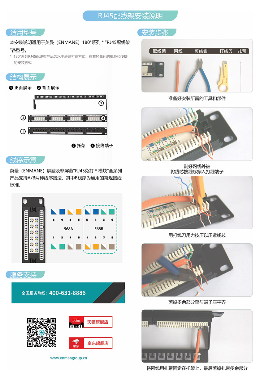 180°网络配线架安装方法